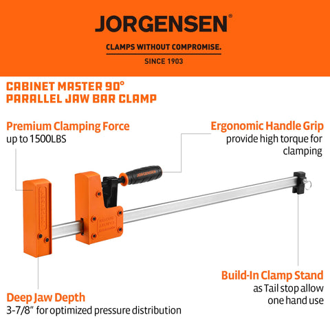 Jorgensen parallel jaw 24-inch clamps provide flat, even contact
