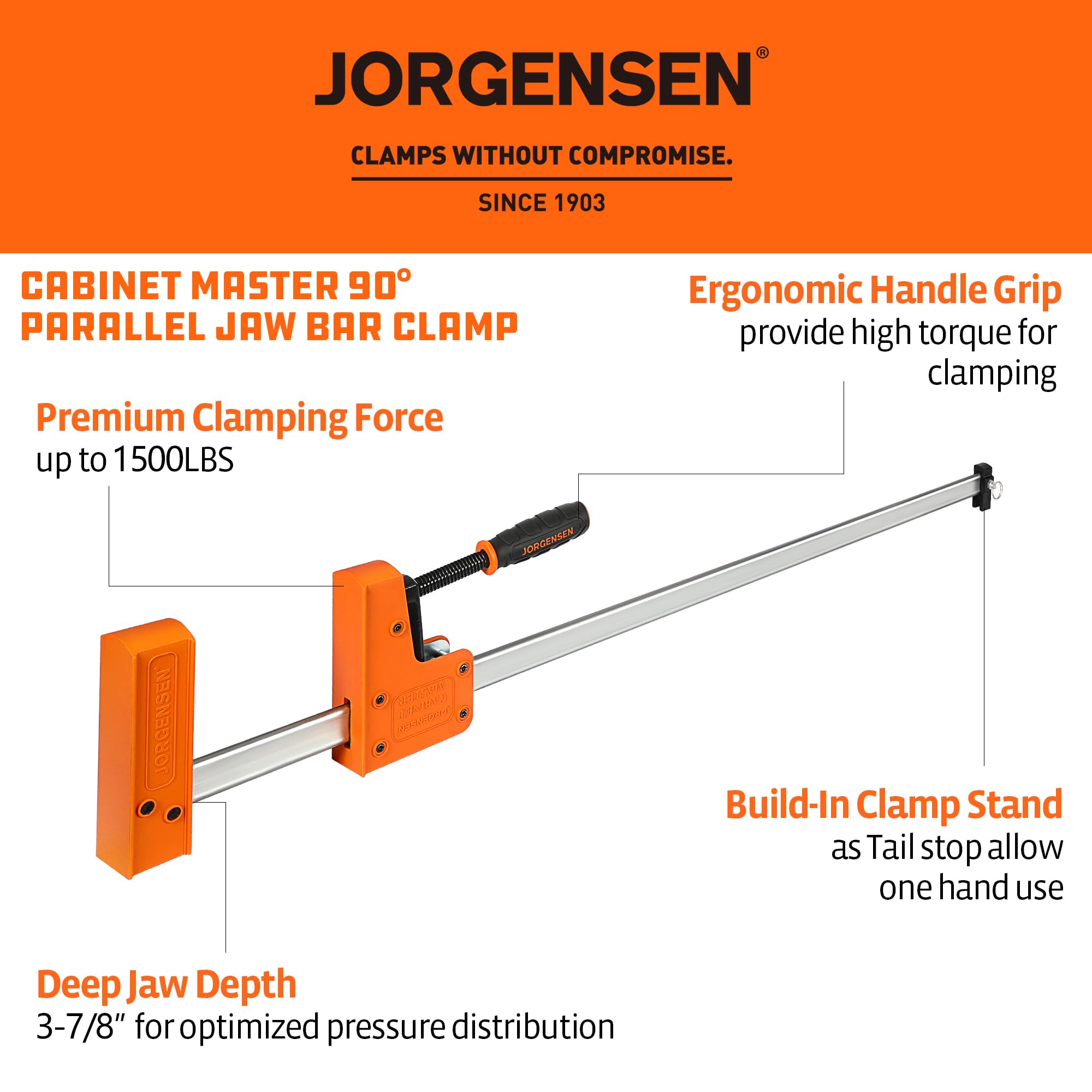 Jorgensen Cabinet Master parallel jaw for stable glue-ups.