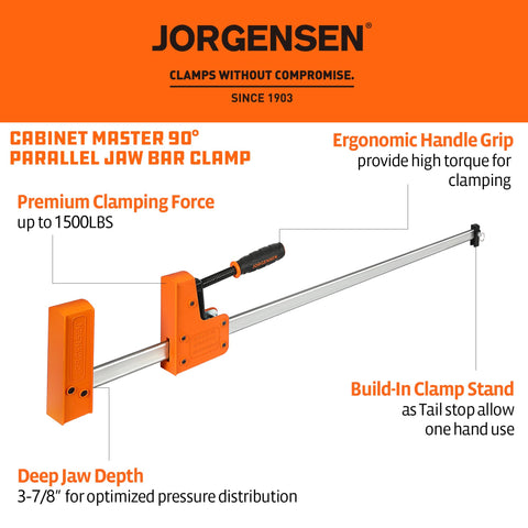 Jorgensen Cabinet Master parallel jaw for stable glue-ups.