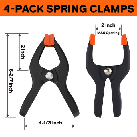 Jorgensen Pony four spring clamps provide frequent clamping with protective, pivoting jaw pads.