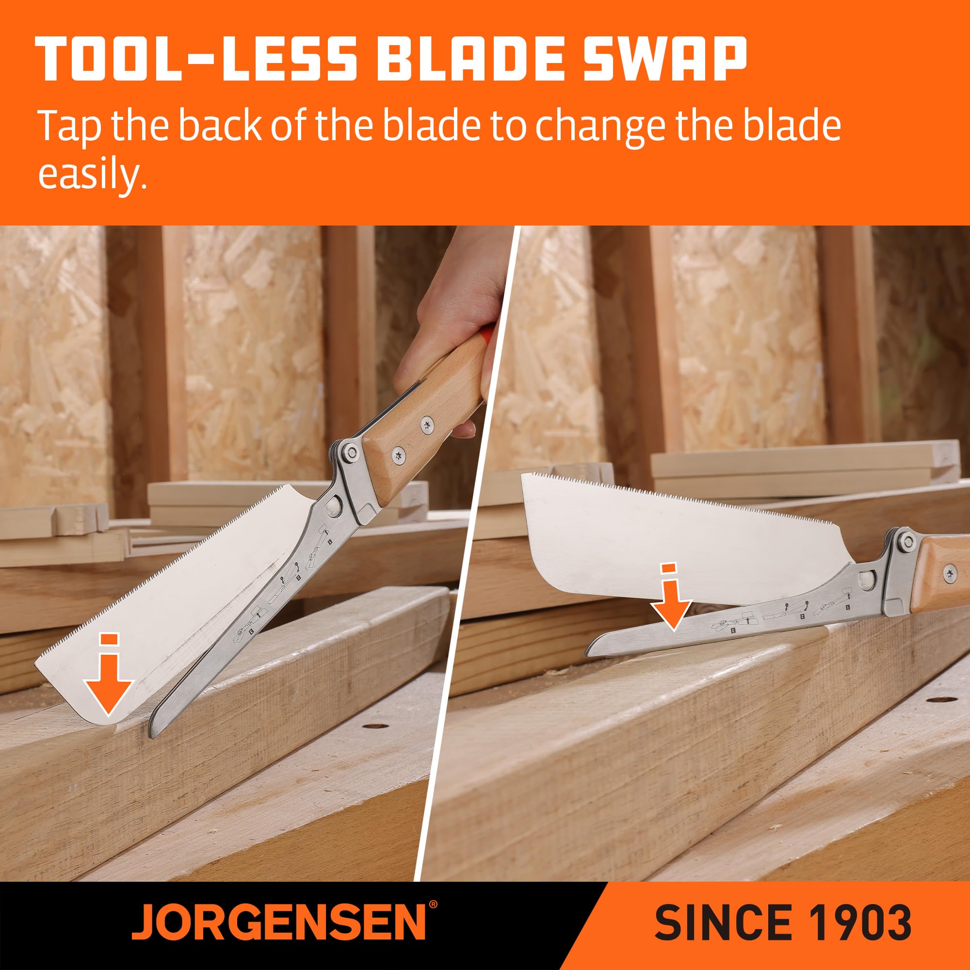 Jorgensen precise 0.3 mm kerf enables accurate dovetail work.