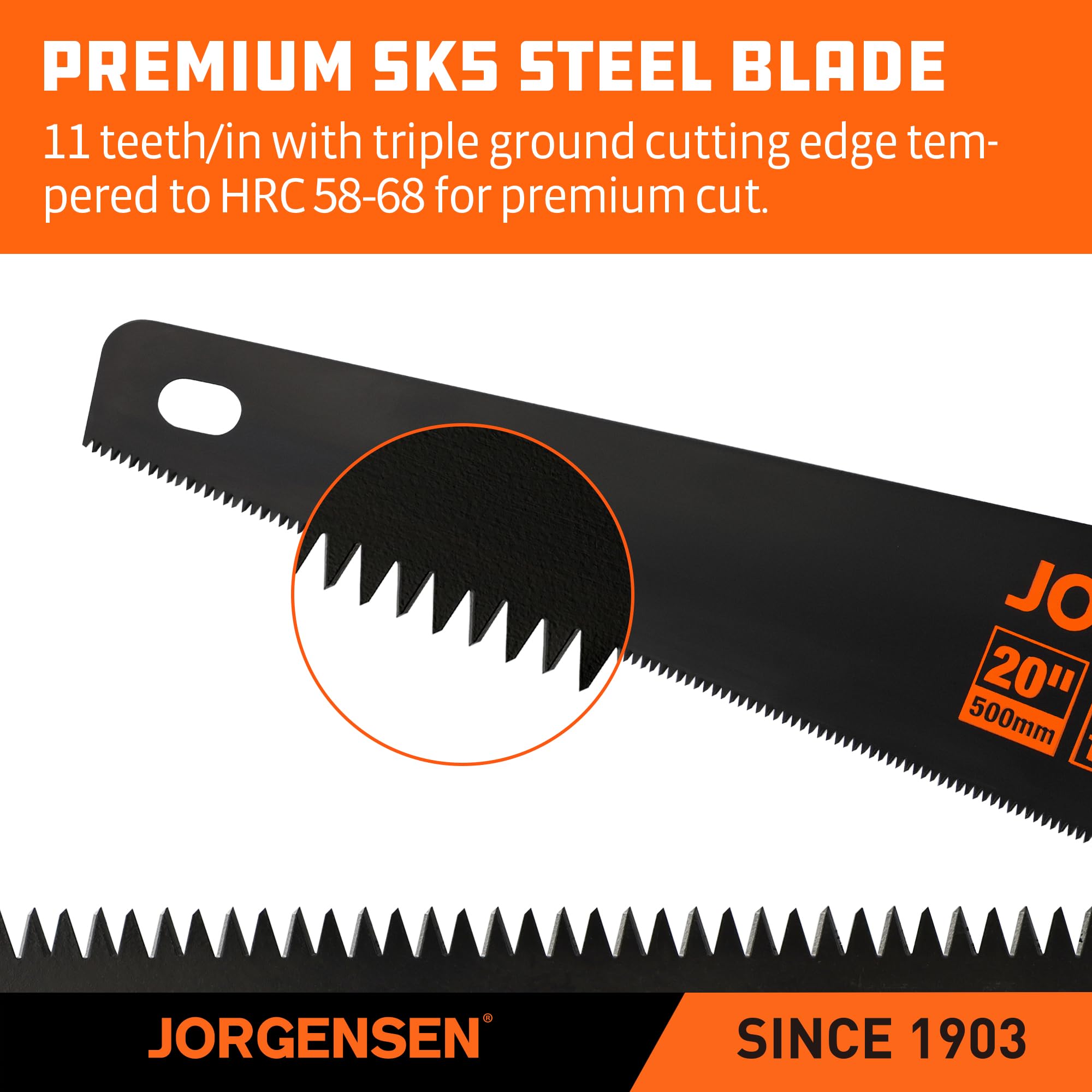 Jorgensen pro saw handle with ergonomic grip reduces fatigue