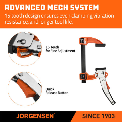 Jorgensen rapid-action quick-release button on bar clamp