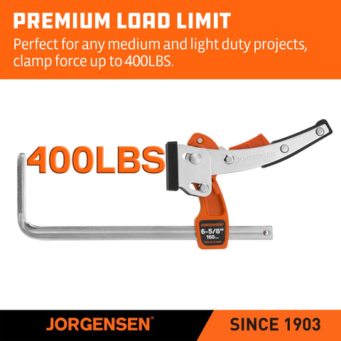 Jorgensen ratcheting mechanism locks gradually for controlled clamping.