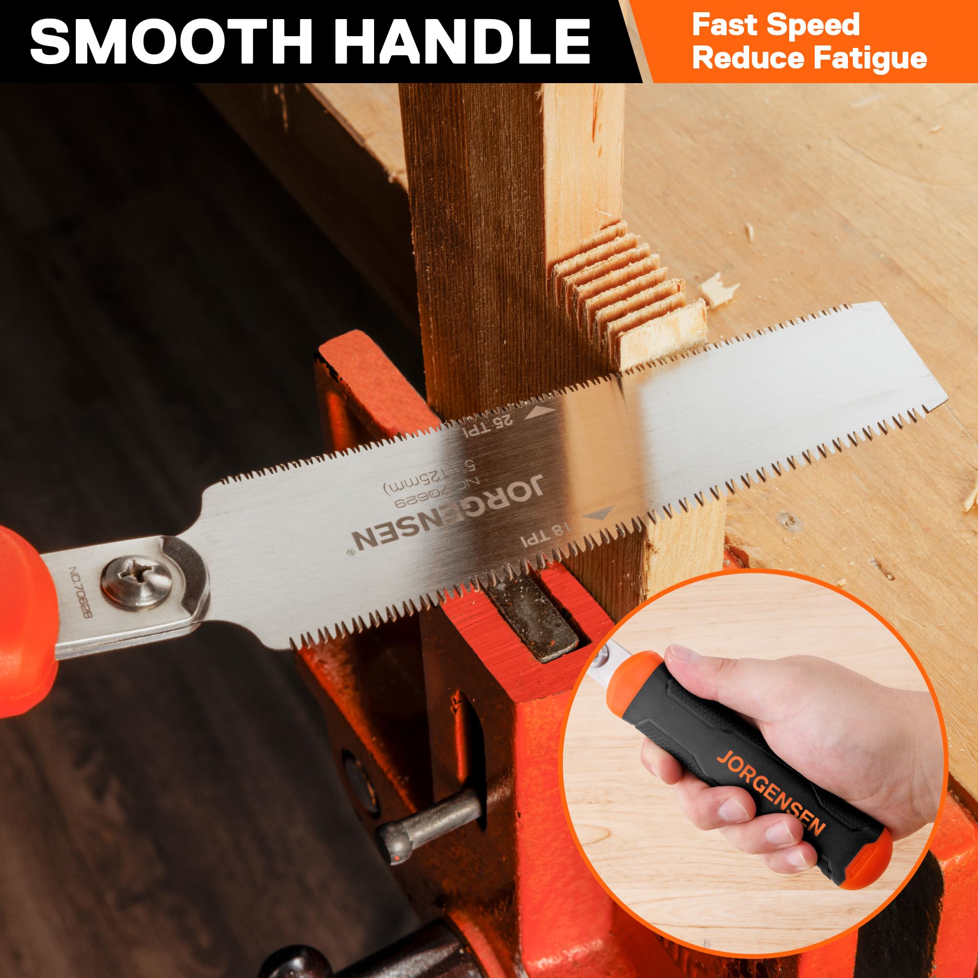 Jorgensen replaceable blade feature for quick blade swap.