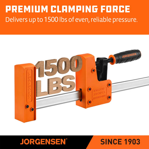 Jorgensen clamps with reversible head for spreader and stand adjustments.