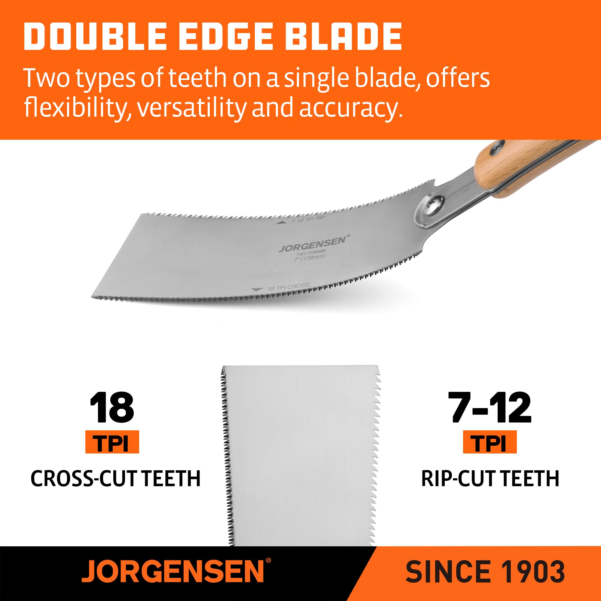 Close-up of Jorgensen Ryoba SK5 steel blade showing durability