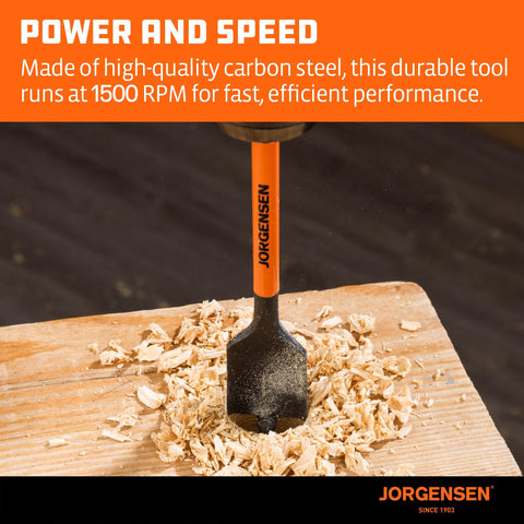 Jorgensen spade bits showing carbon steel construction