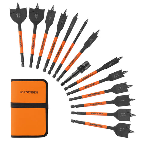 Jorgensen spade drill set with quick-load connector for fast changes
