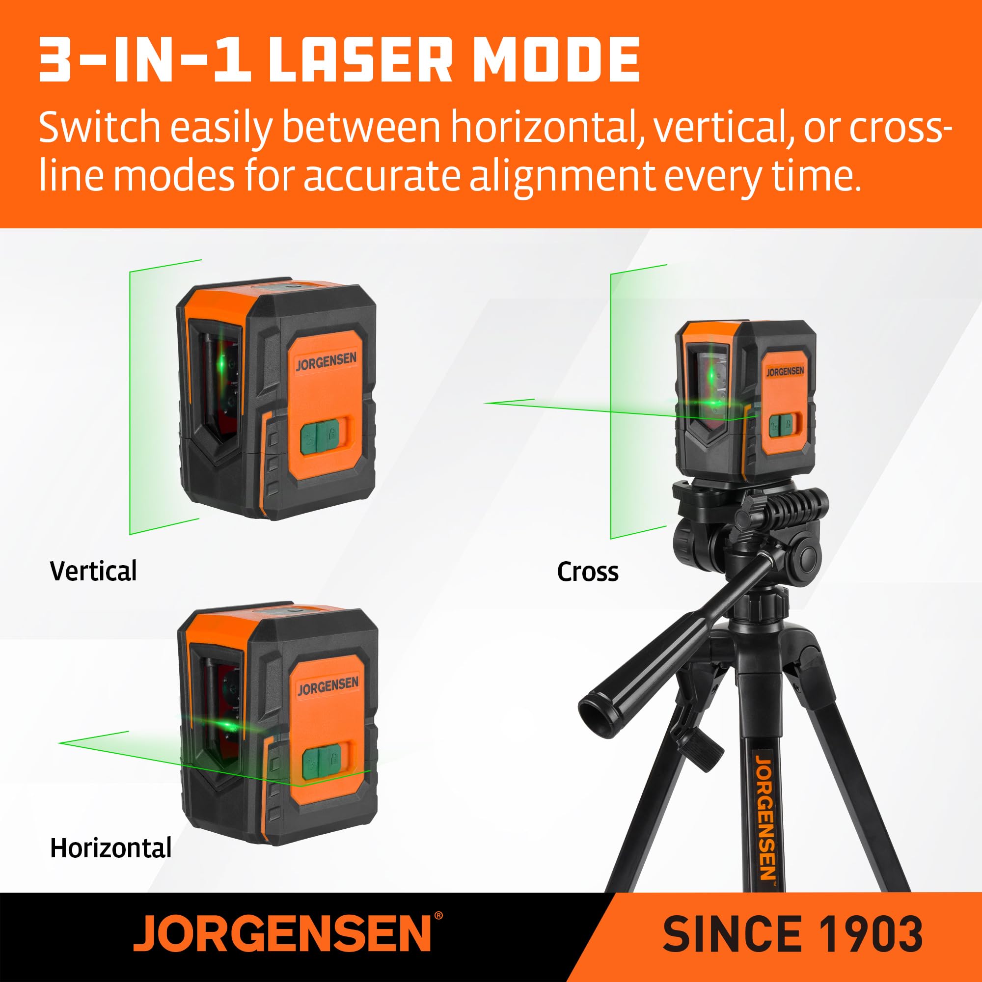 Jorgensen tripod 39-inch adjusts for comfortable indoor work.