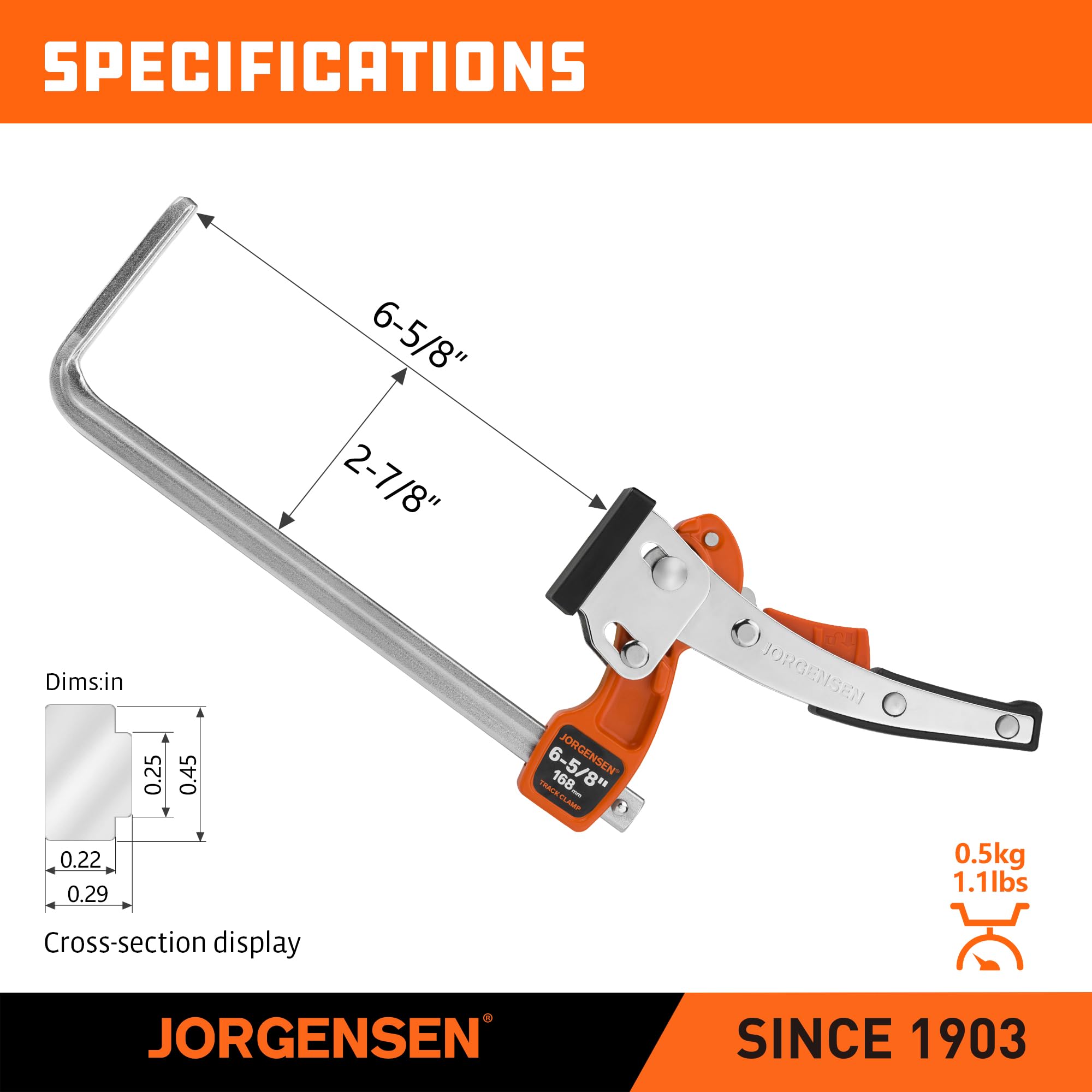 Jorgensen two-pack clamps provide consistent pressure across pieces.