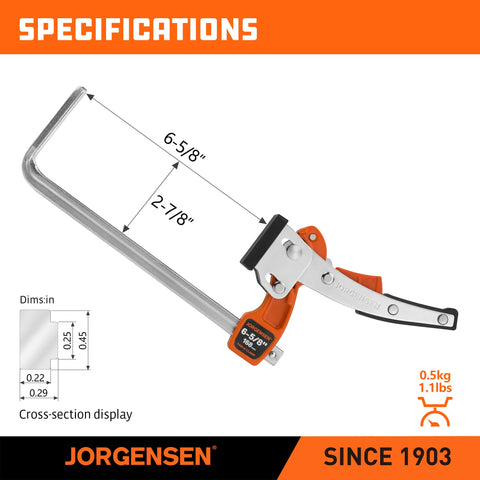 Jorgensen two-pack clamps provide consistent pressure across pieces.
