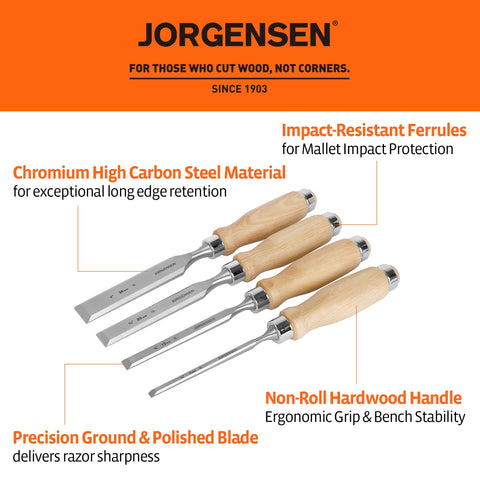 Jorgensen 1/4-inch chisel blade ready for fine mortises.