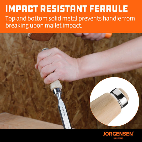 Jorgensen 1-inch chisel blade for larger paring tasks.