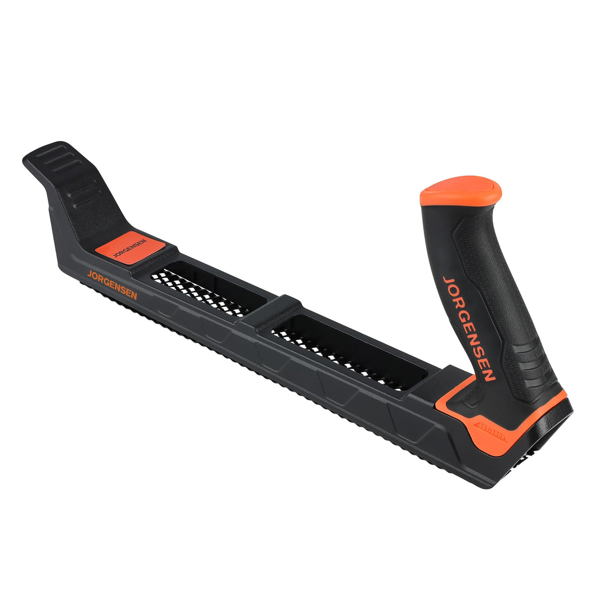 Jorgensen wood plane with die-cast body offers durable, stable shaping.