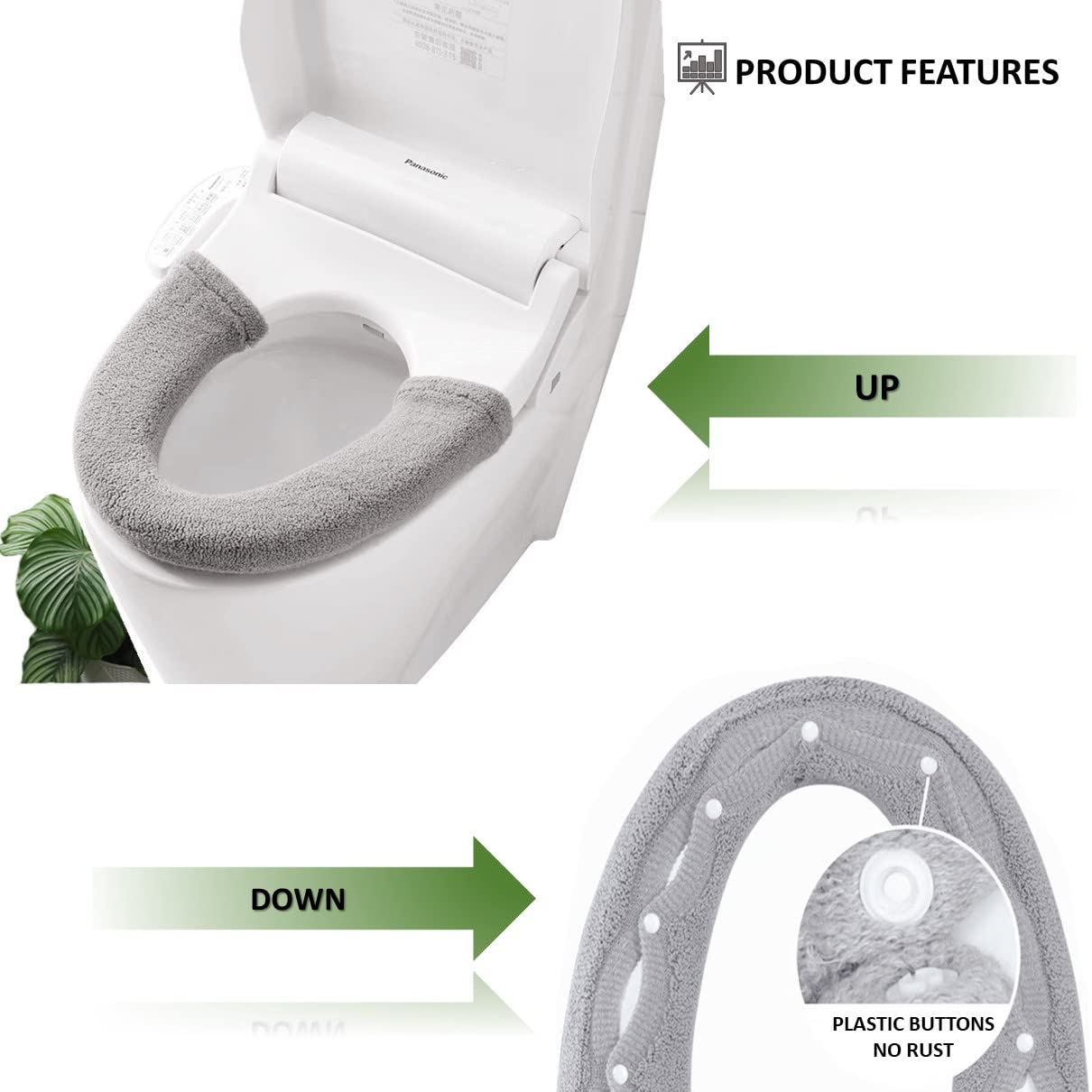 JorgenZ seat cover features buttons and hooks for quick installation