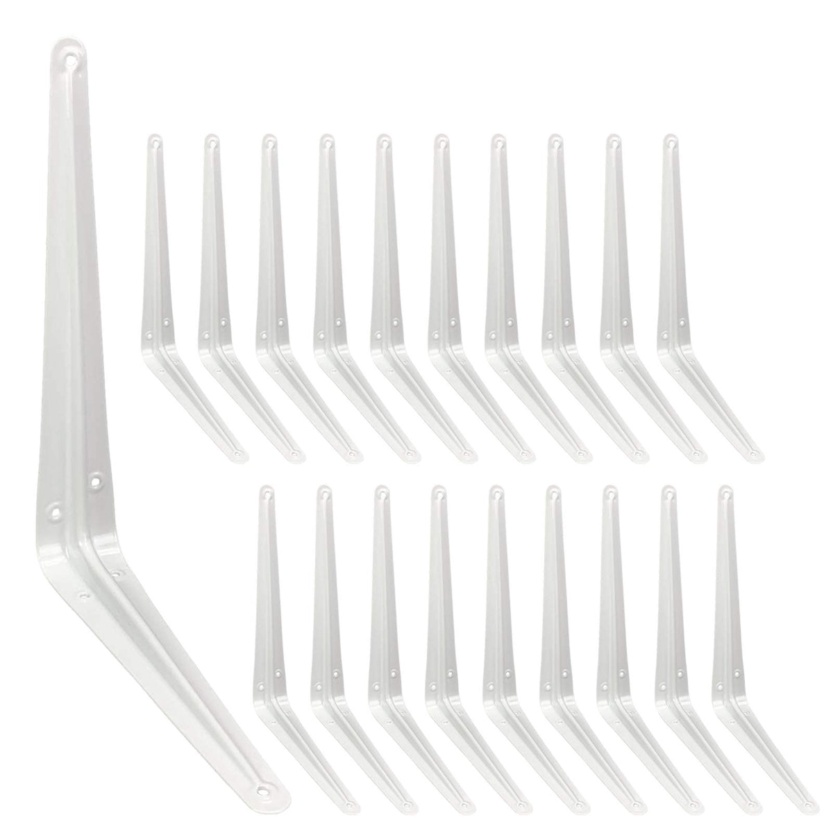 Joroamp 12-inch shelf brackets in white offer sturdy, space-saving storage.