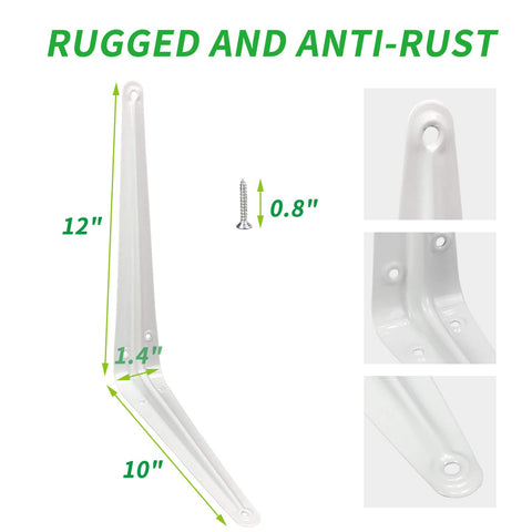 Joroamp side-view 12-inch bracket highlights solid construction for durable wall shelves.