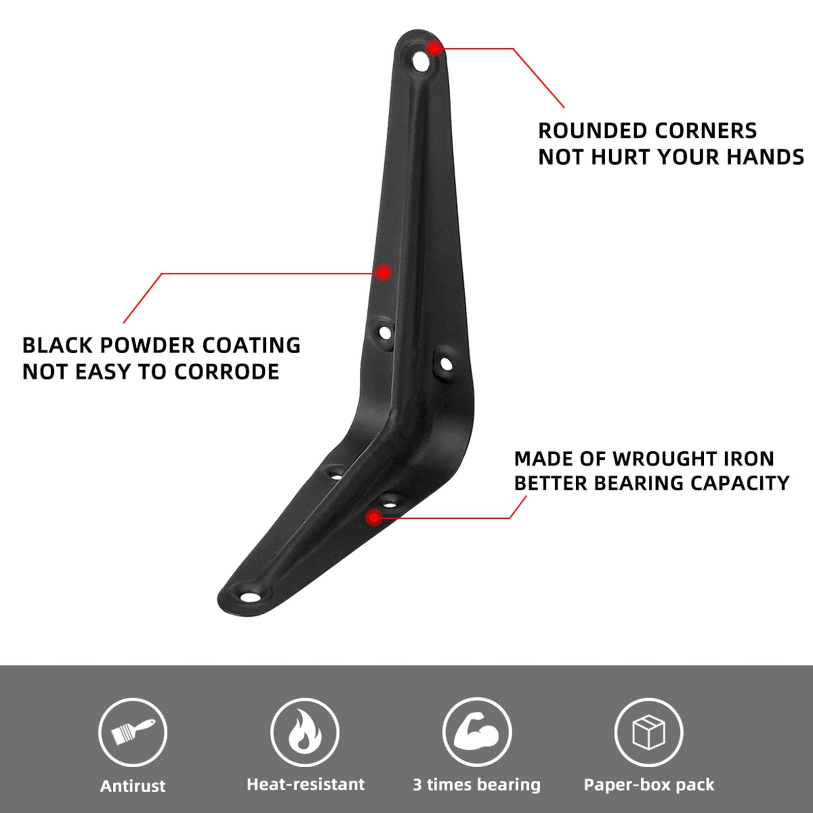 Jorohiker black iron shelf brackets pack, ideal for quick garage shelving projects