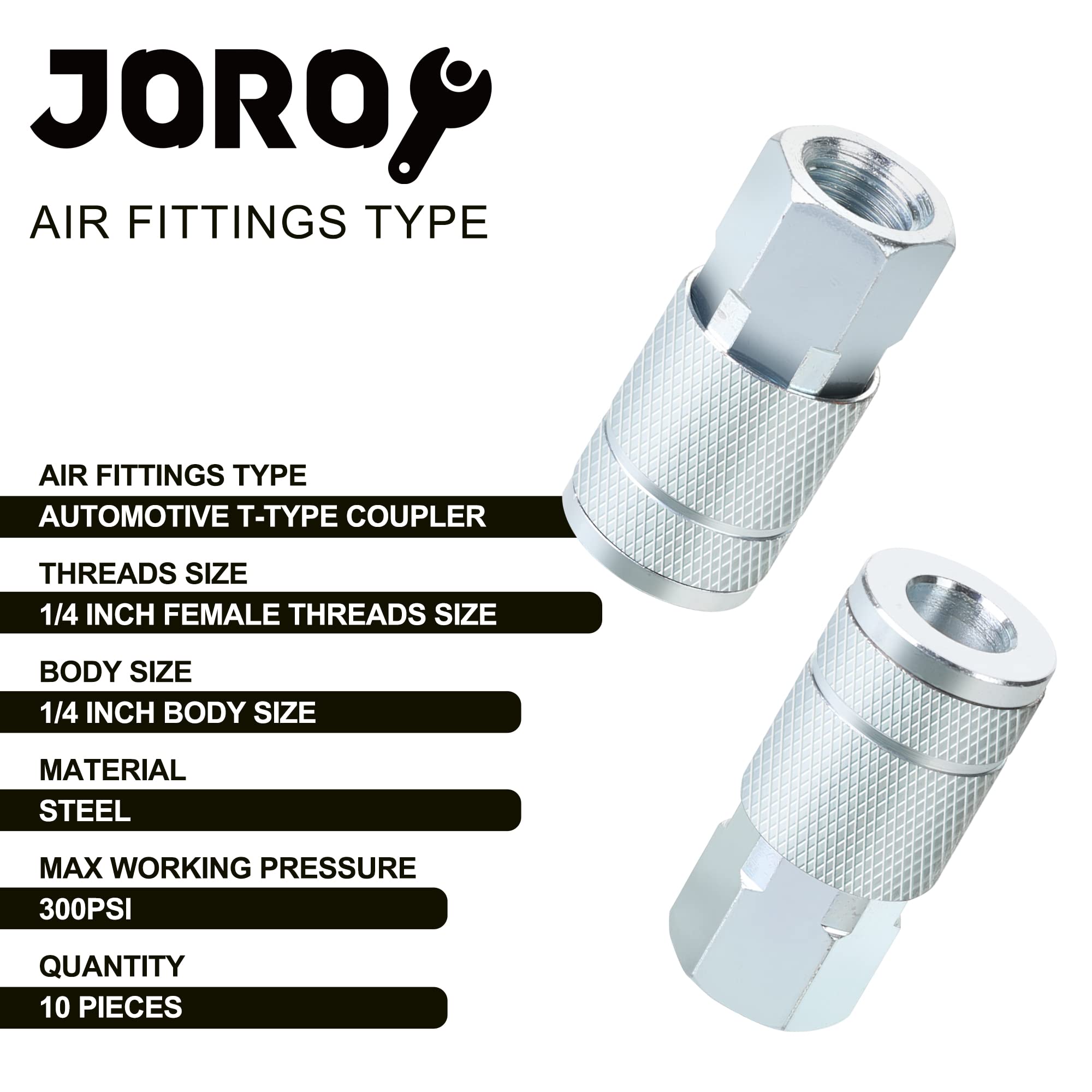 JOROY 1/4 inch NPT female thread coupler provides solid tool connections