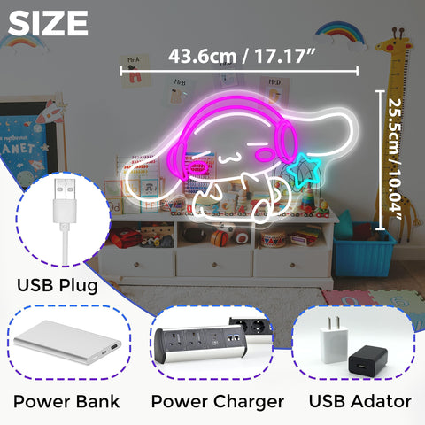 JOSEBRU Cinnamoroll neon sign adds playful bedroom glow for kids' spaces.