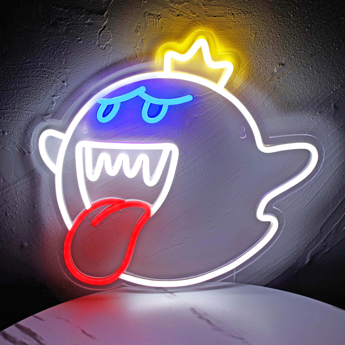 JOSEBRU King Boo neon sign front view glows for game room ambiance