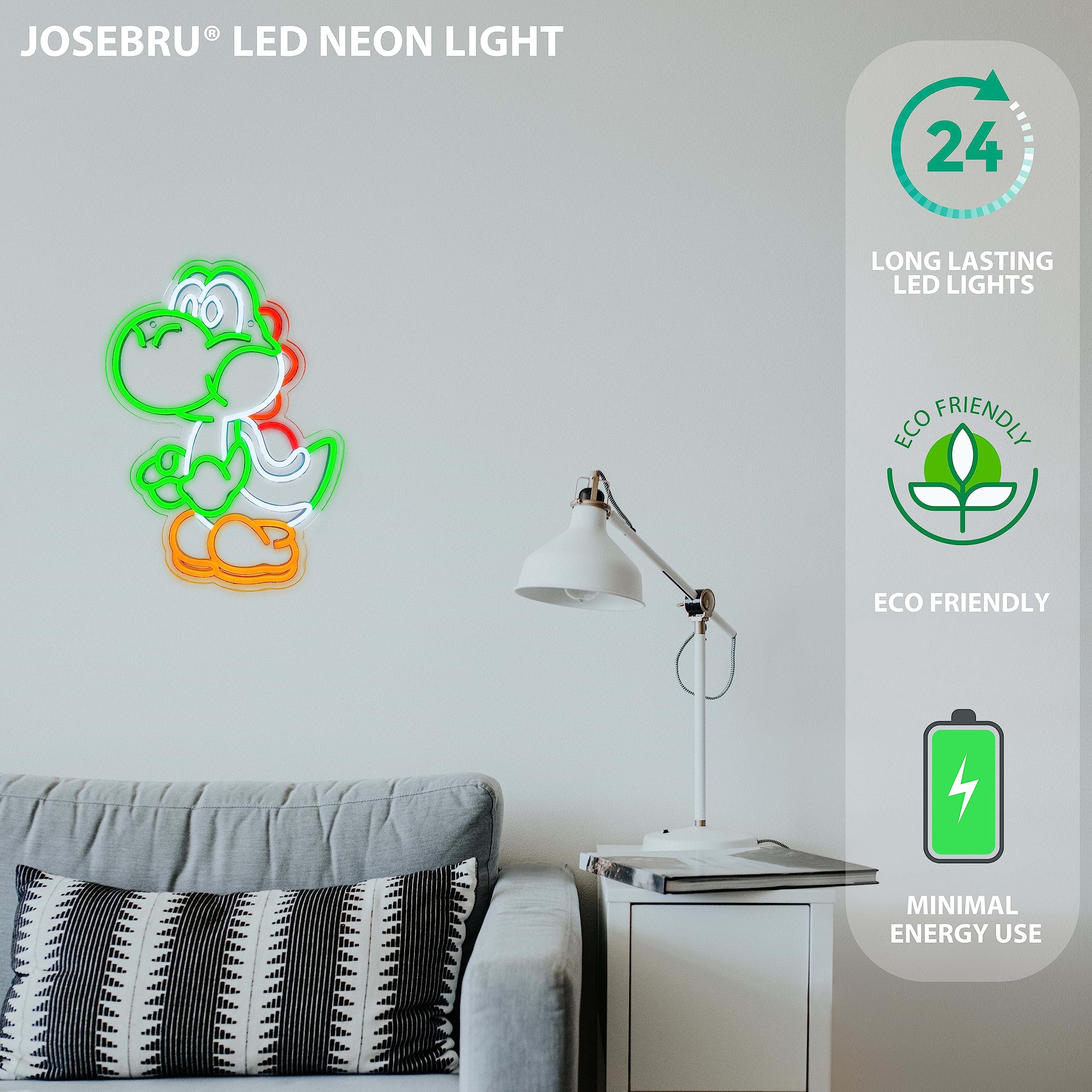 JOSEBRU neon sign ships fully assembled with easy mounting holes