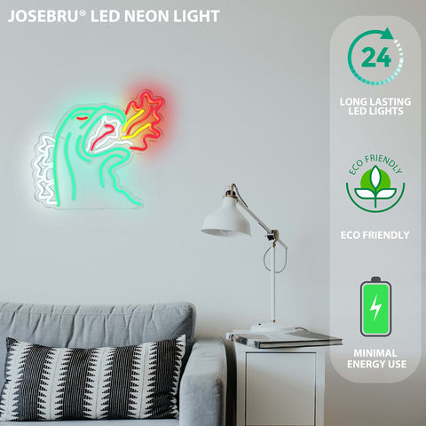 JOSEBRU wall-mount neon light provides vibrant wall decor.