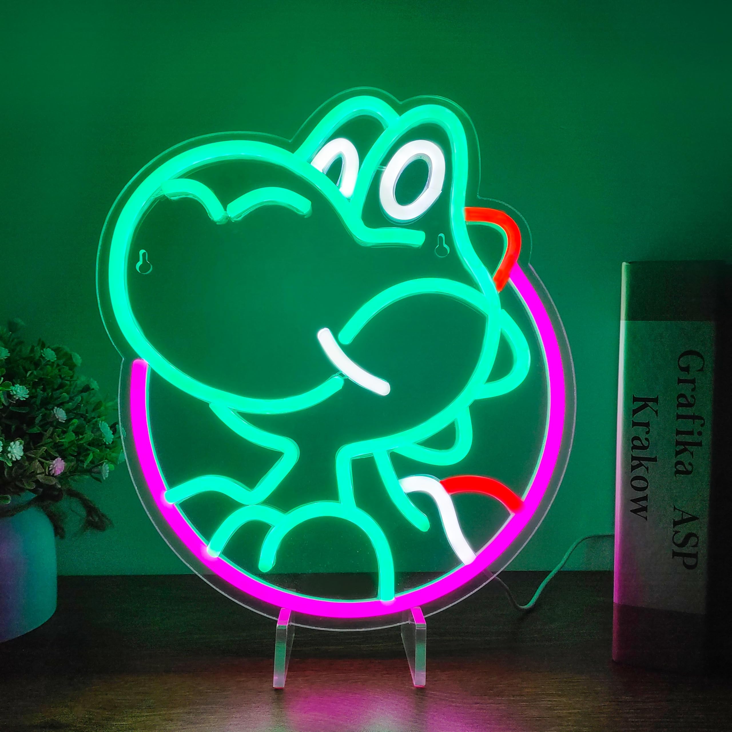 JOSEBRU Yoshii neon sign on wall enhances gaming sanctuary with vibrant, flicker-free glow.