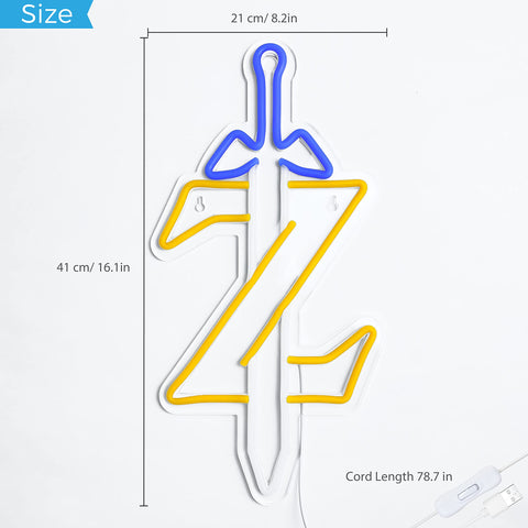 JOSEBRU Zelda neon sign plexiglass backplate closeup highlighting premium craftsmanship.