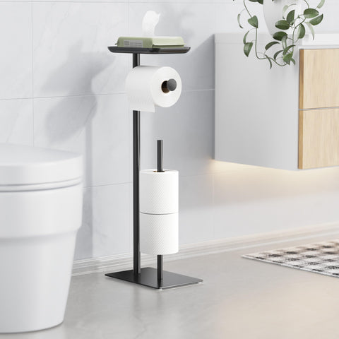 Josmimic toilet paper holder with stainless steel body for durable bathroom storage.