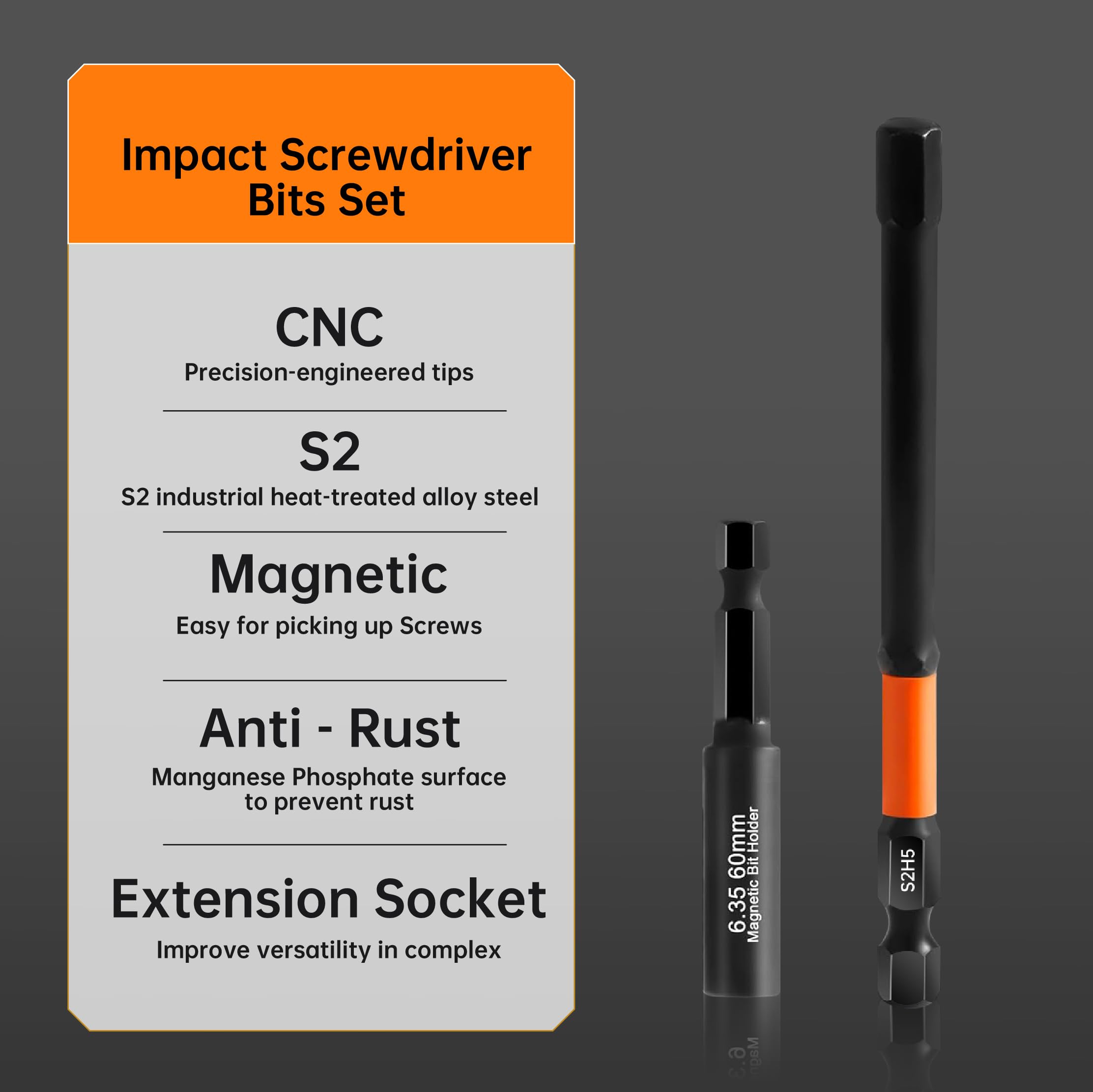 JOSQNNIA magnetic S2 steel hex bits metric set offers strong torque.