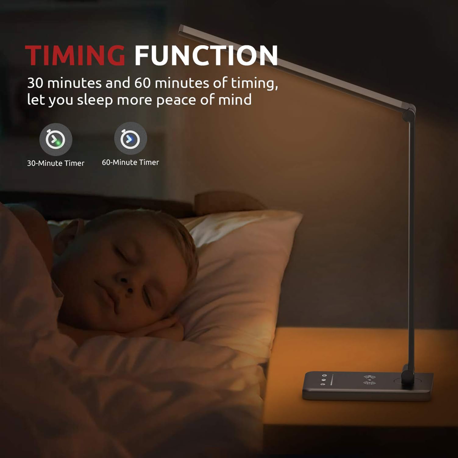 JOSTIC LED desk lamp auto timer for safe, automatic shutoff