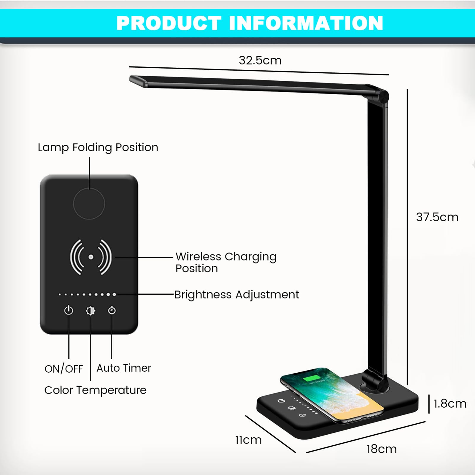 JOSTIC LED desk lamp foldable arm for flexible placement