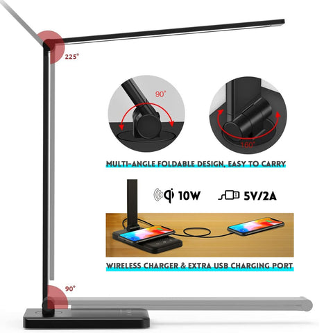 JOSTIC LED desk lamp frosted shade diffuses light for eye-friendly illumination