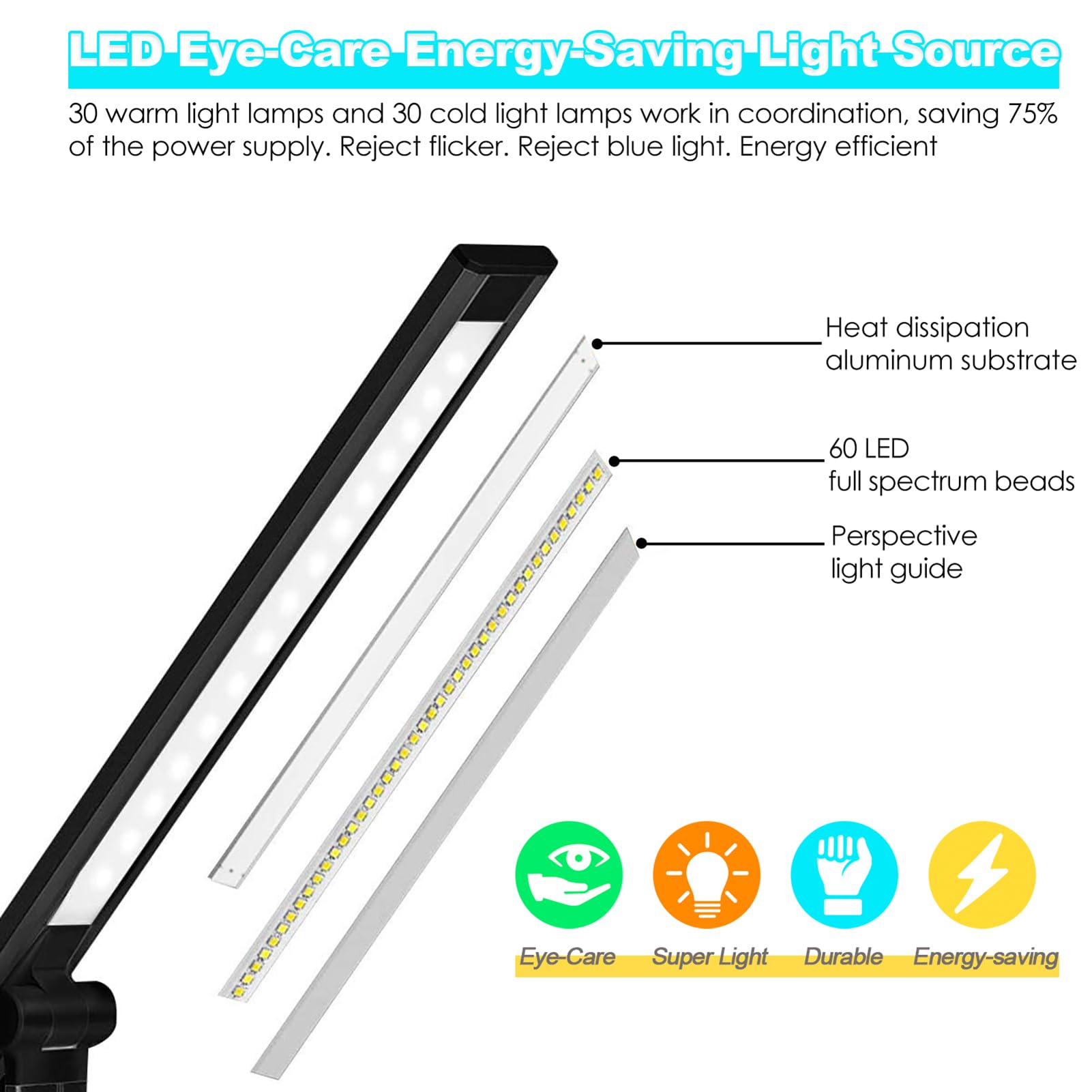 JOSTIC LED desk lamp touch control panel with 50 lighting options