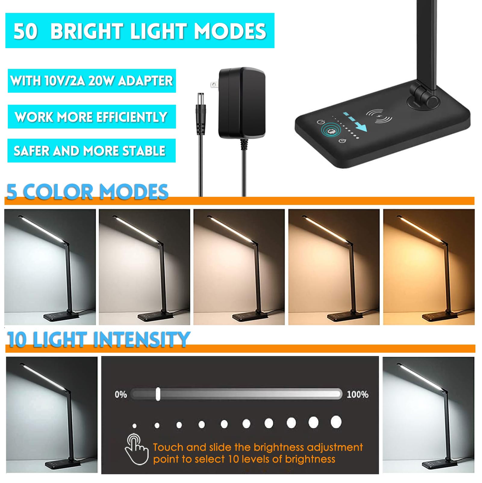 JOSTIC LED desk lamp USB port for easy device charging