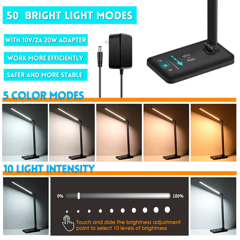 JOSTIC LED desk lamp USB port for easy device charging