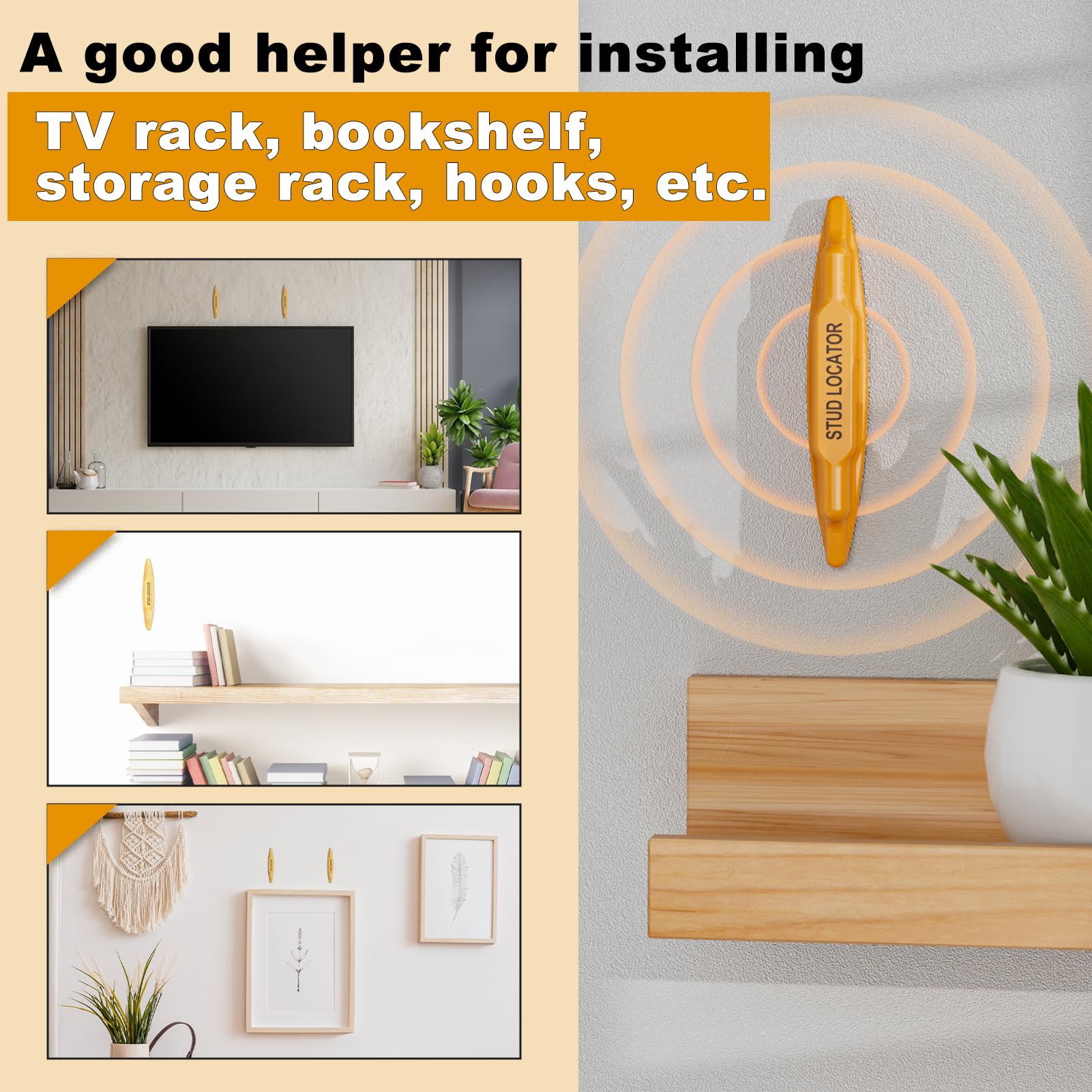 Durable neodymium magnets offer strong hold while locating studs behind walls
