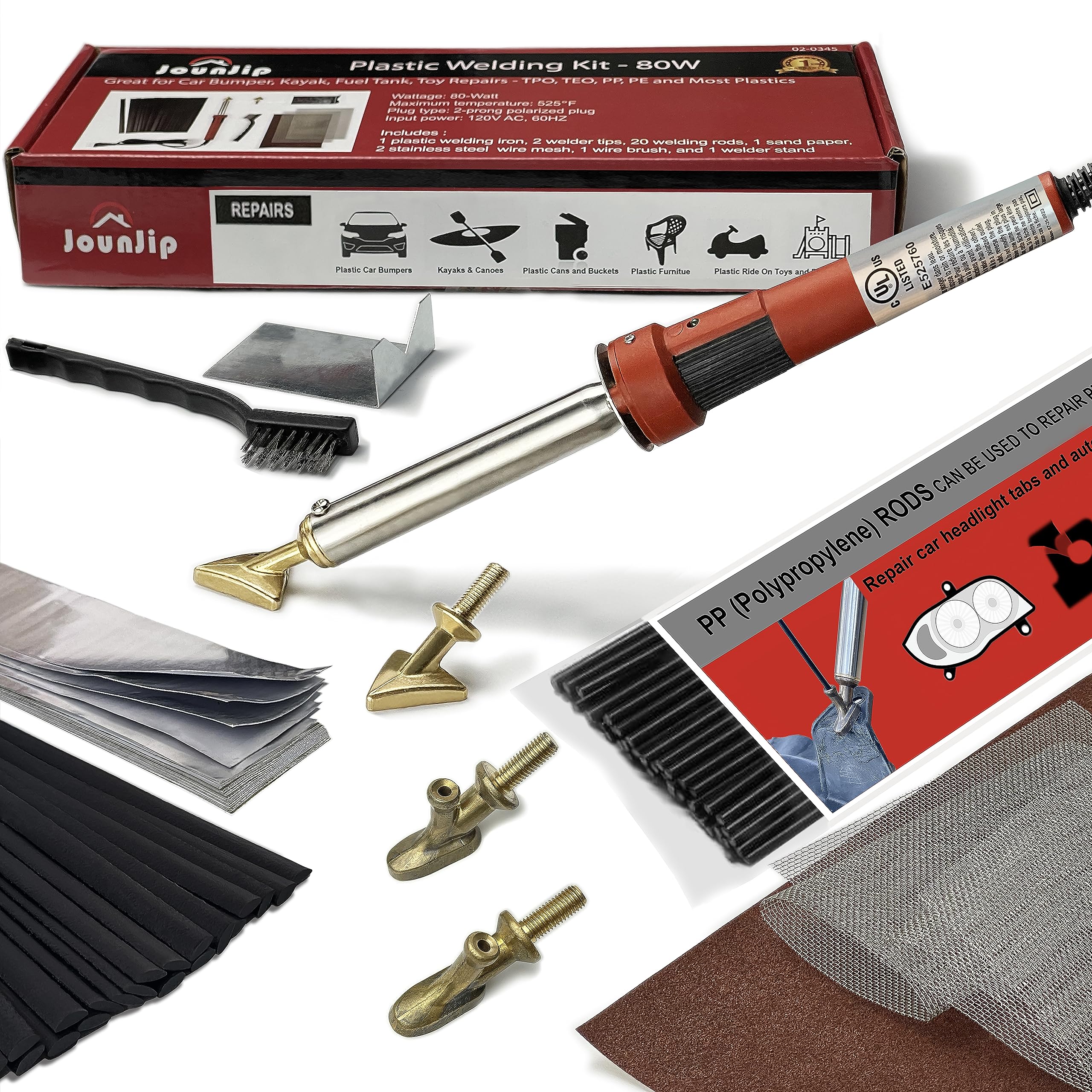 JOUNJIP plastic welding kit deluxe iron stand keeps tools organized for quick repairs