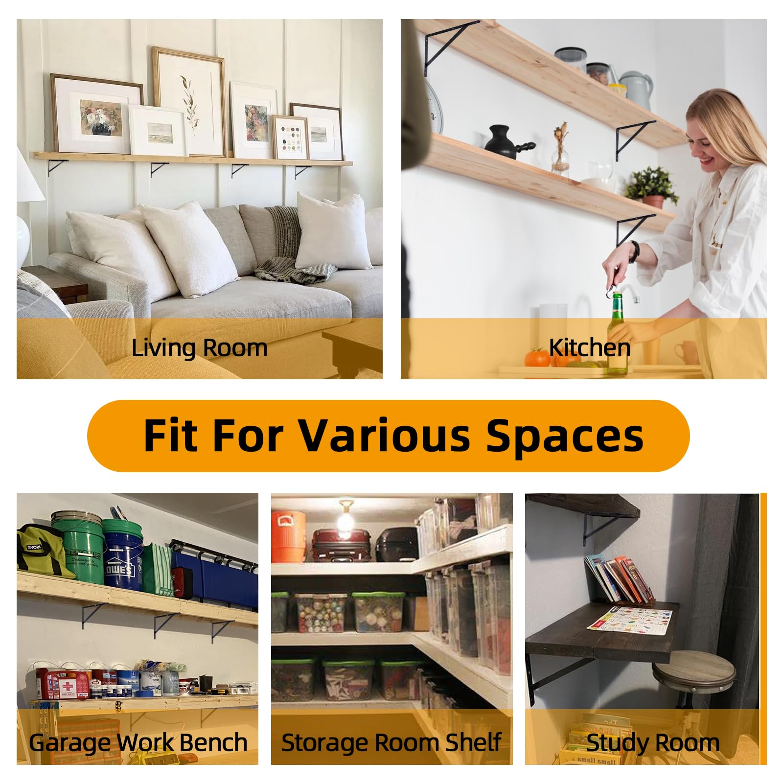 Joumoswk shelf brackets for 12–14 inch deep shelves maximize storage