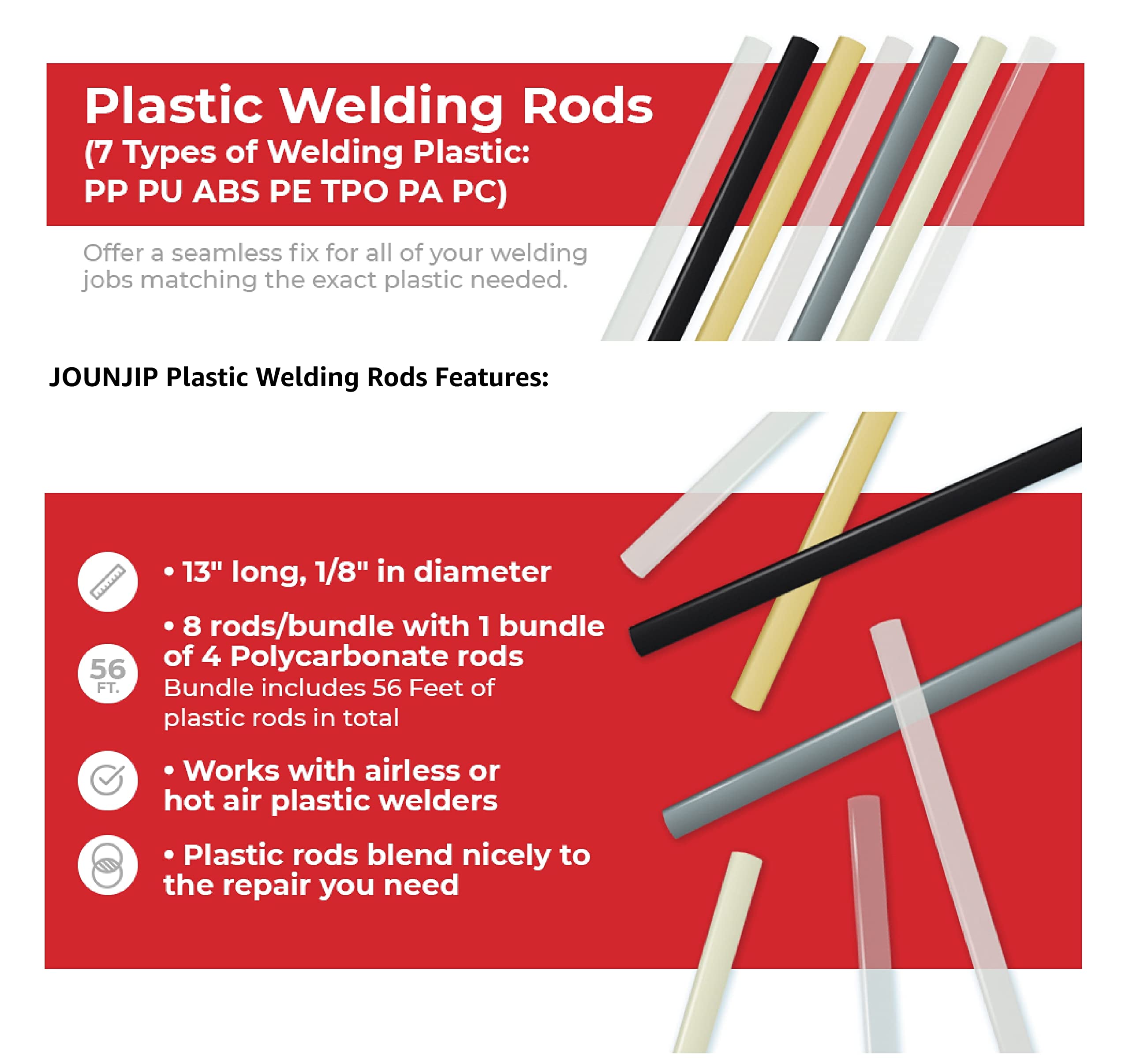 JOUNJIP PE welding rod for white plastic patching and quick fixes