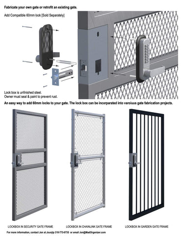 Side view of JOUNJIP GB2020 gate lock box showing solid steel construction