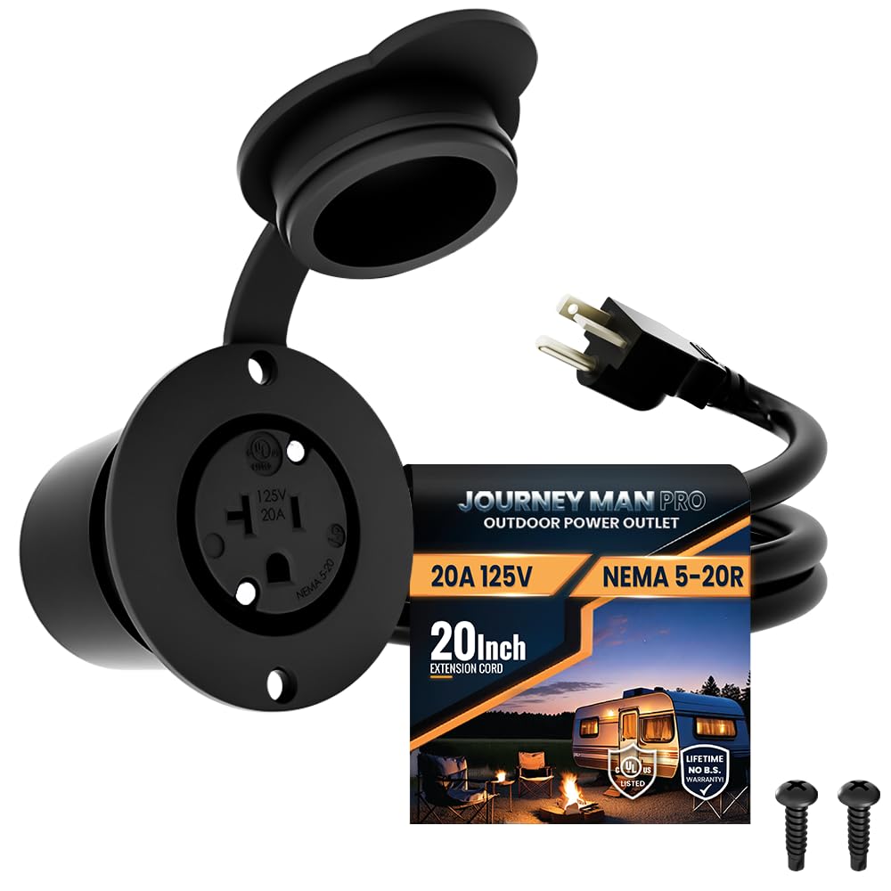 Journeyman-Pro outdoor power outlet with integrated 20-inch extension cord for reliable site power