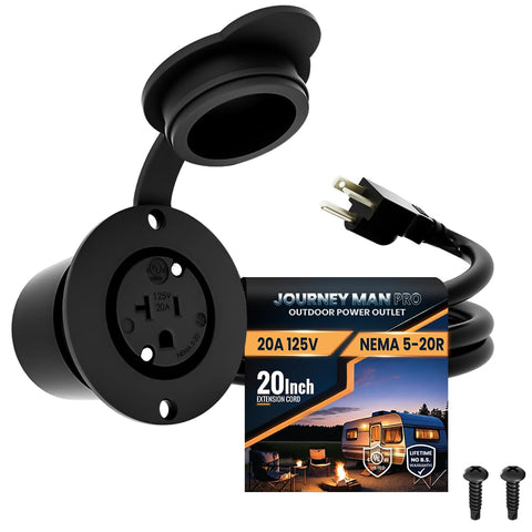 Journeyman-Pro outdoor power outlet with integrated 20-inch extension cord for reliable site power