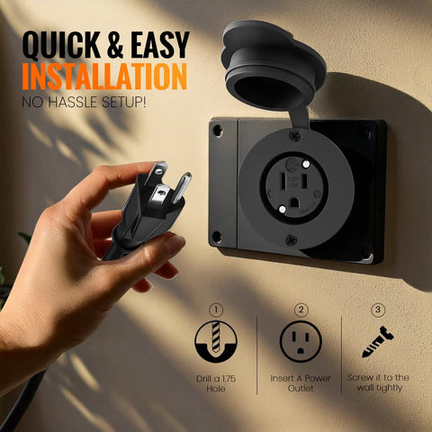 Journeyman-Pro waterproof rubber cover protects the outlet in rain.