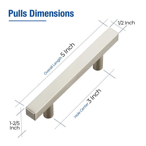 JOY DECOR 30-pack brushed nickel square cabinet handle with 5in length for wider drawer fronts.
