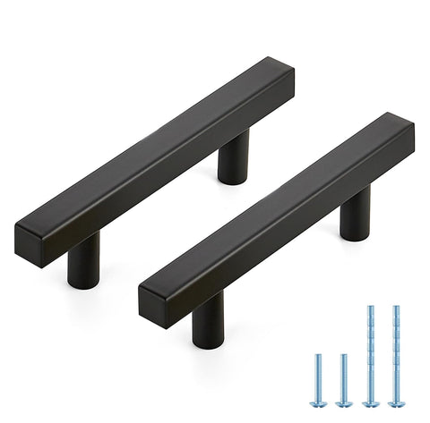 JOY DECOR 30-pack square handle, 3-inch matte black, ideal for cabinets and drawers.