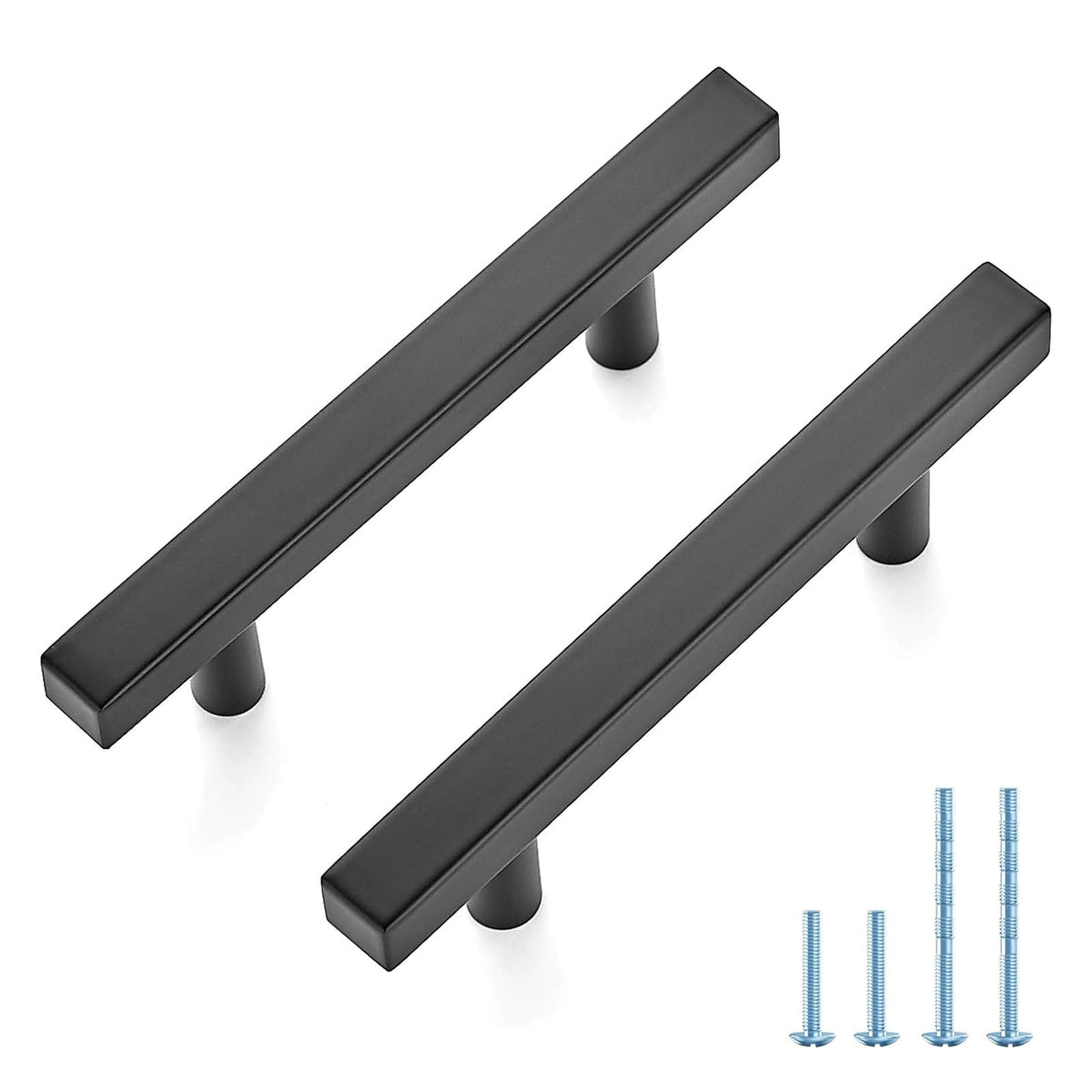 JOY DECOR 45-pack matte black square handle front view for cabinets