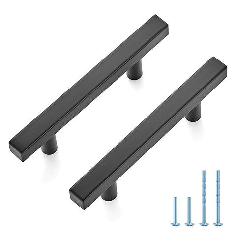 JOY DECOR 45-pack matte black square handle front view for cabinets